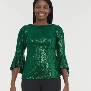 MSK Emerald Sequin Blouse